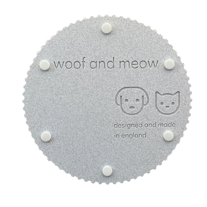 Dog slow feeding Bowl by woof and meow, anti-slip, slow feed features and sensory raised areas, eco organic plastic