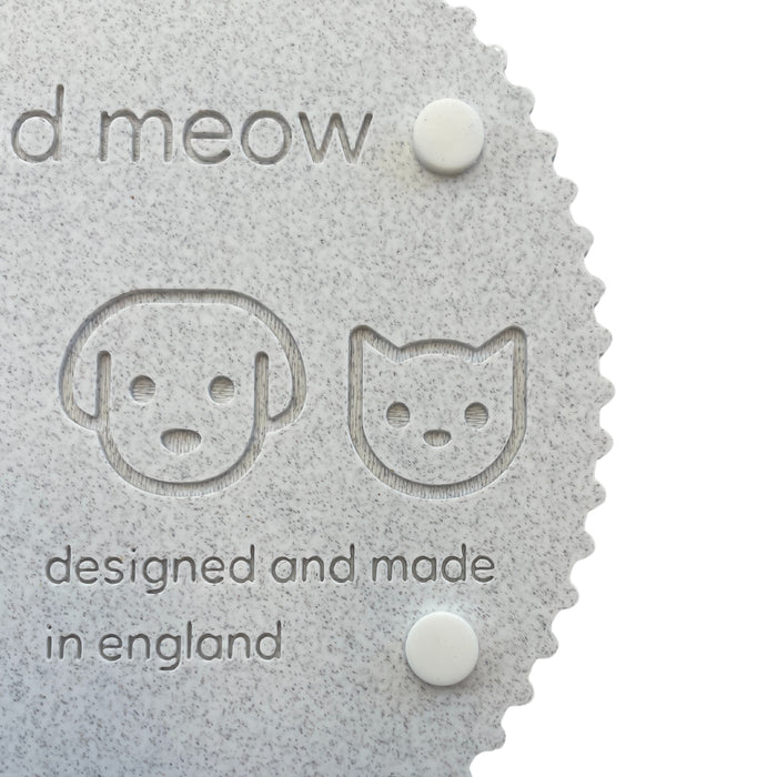 Dog slow feeding Bowl by woof and meow, anti-slip, slow feed features and sensory raised areas, eco organic plastic