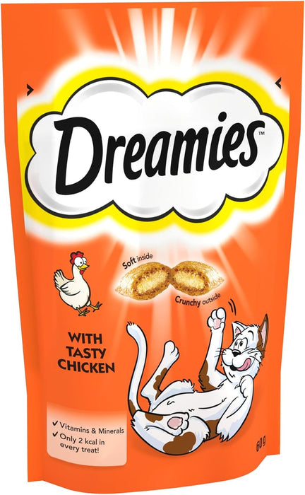 Dreamies Cat Treats, Tasty Snacks with Tempting Chicken 60g