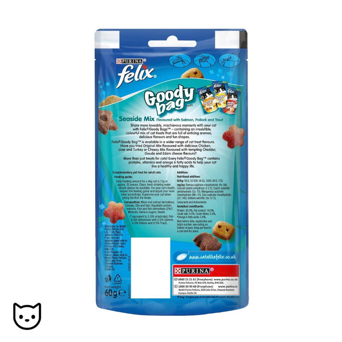 Felix Goody Bag Picnic Mix Adult Cat Treats Seaside Mix 8 x 60g Packs