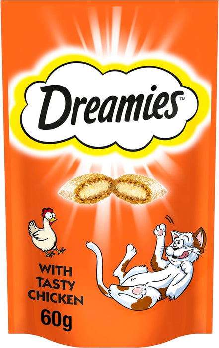 Dreamies Cat Treats, Tasty Snacks with Tempting Chicken 60g