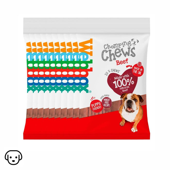 Webbox 20 Chomp Chew Beef Treats for Dogs 200g Box of 10