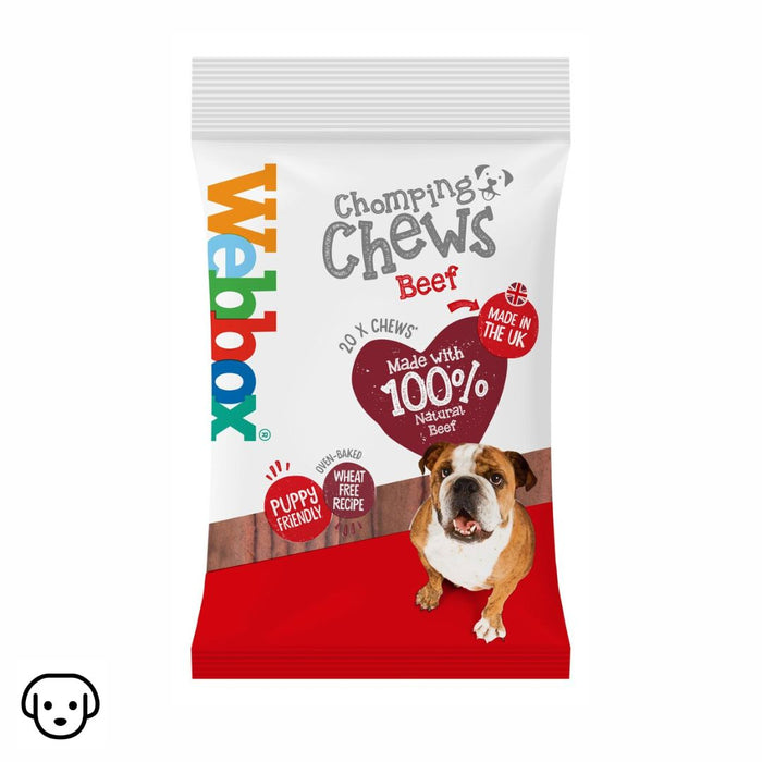 Webbox 20 Chomp Chew Beef Treats for Dogs 200g